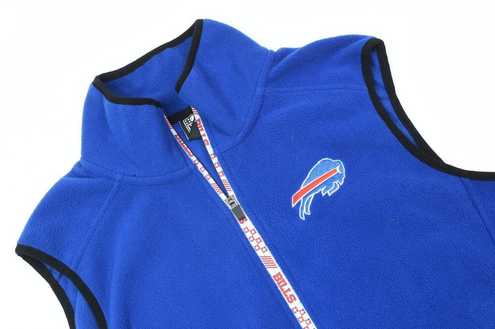 NFL Team Apparel Buffalo Bills Vest Mens Small Blue Full-Zip Fleece Sleeveless